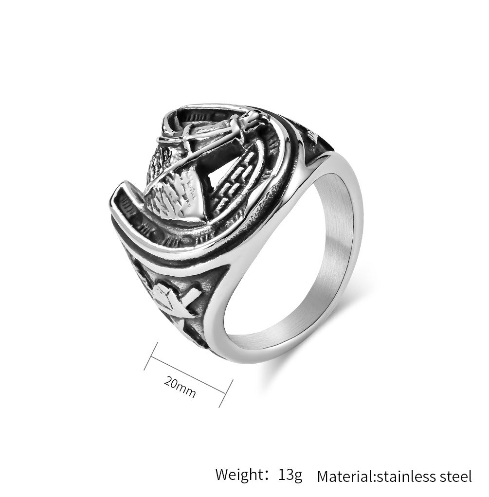 Planderful Horse Head Ring Personalized Racing Style Titanium Steel Jewelry for Equestrian Fans