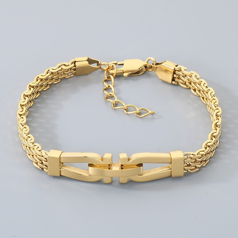 Style Adjustable Day Buckle Woven Bracelet – Daily Stainless Steel Cross Chain Men's
