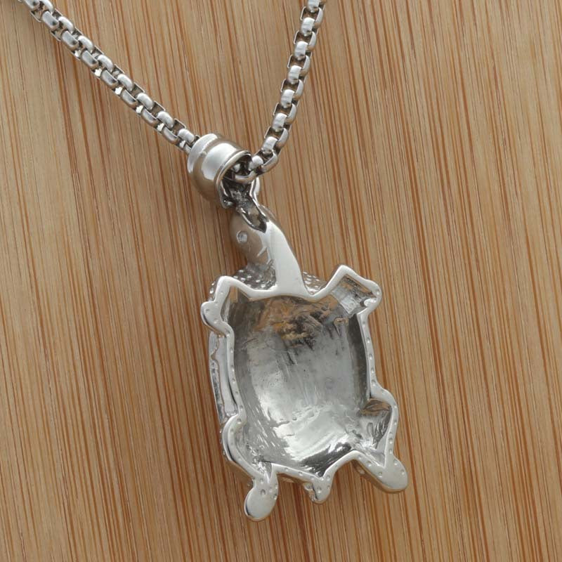Titanium Steel Punk Turtle Pendant Necklace - Retro Men’s God of Wealth Design