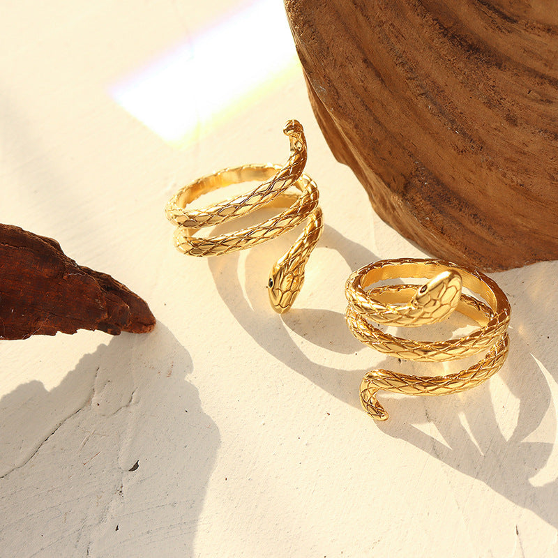 Chic Titanium Steel Serpentine Ring - Trendy Hand Jewelry