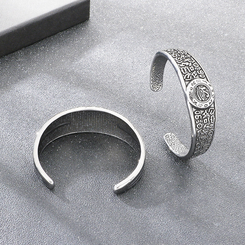 Dead Wood Thorns Open Bracelet – Gothic Octagon Star Eye Of Horus Titanium Steel Men's