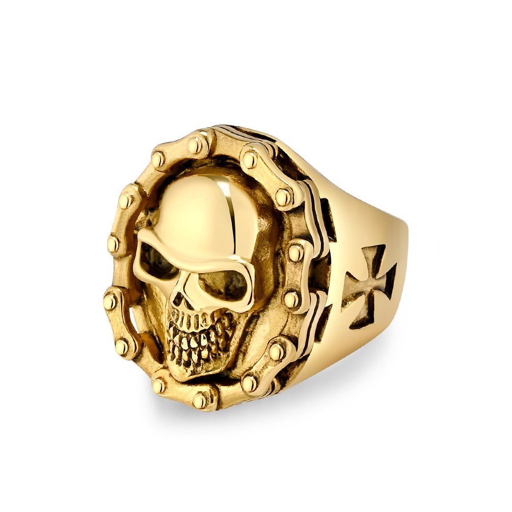 European American Retro Hiphop Skull Ring for Men Wholesale