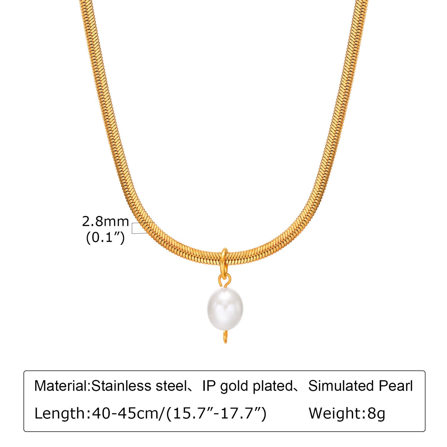 Jewelry Wholesale Stainless Steel Flat Snake Chain Necklace