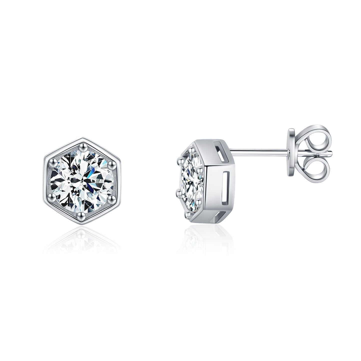 Planderful Moissanite Sparkling Earrings – Luxurious Hexagonal Design