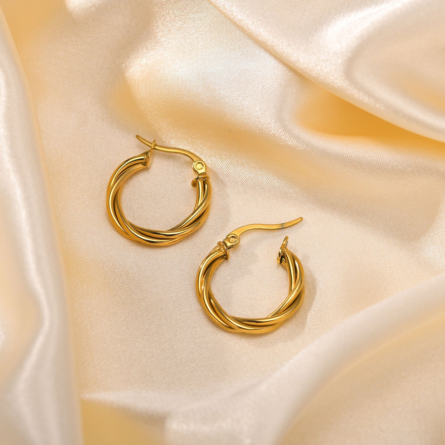 Stainless Steel Twist Earrings Gold Women's Fashion Accessories