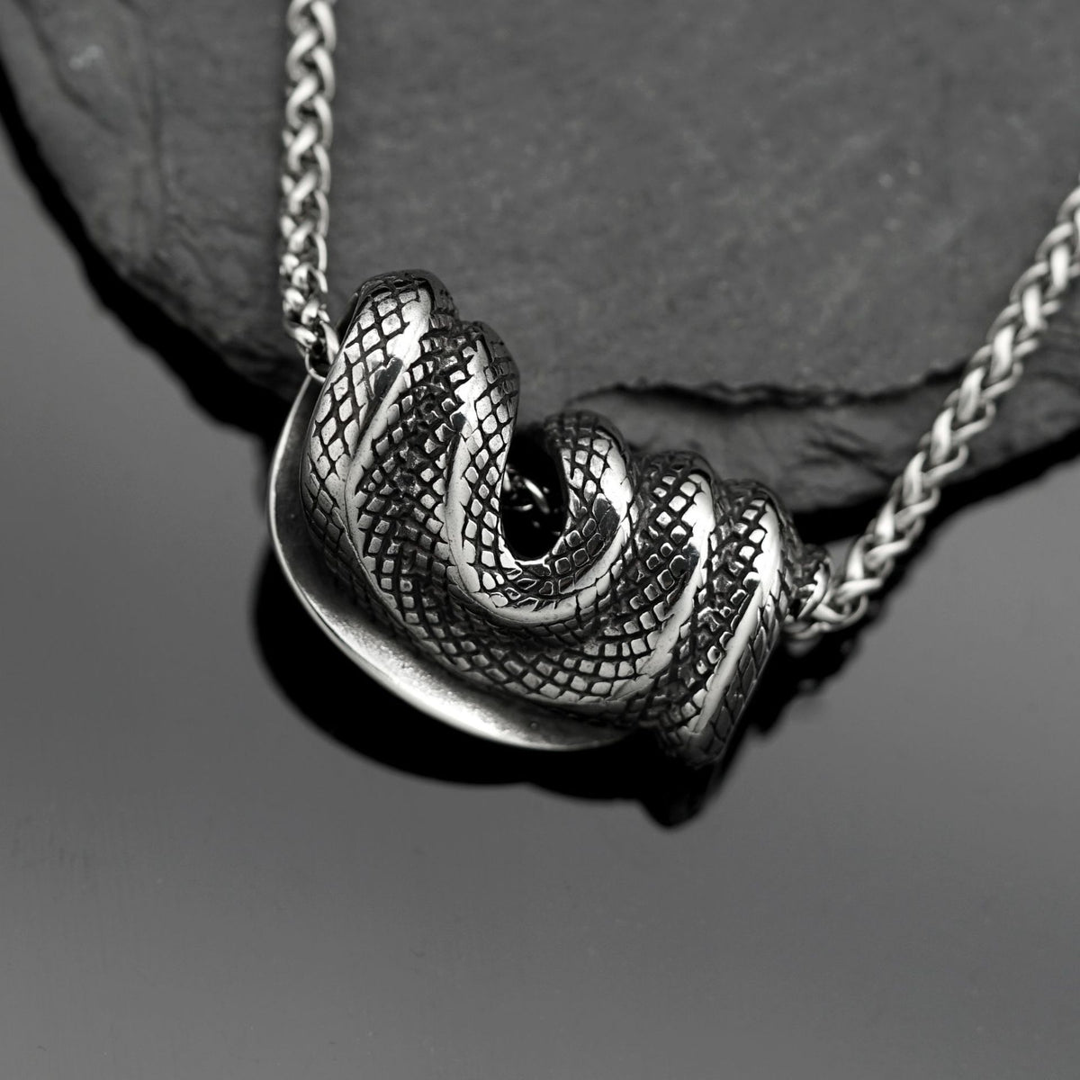 Vintage Snake Zodiac Stainless Steel Pendant Necklace