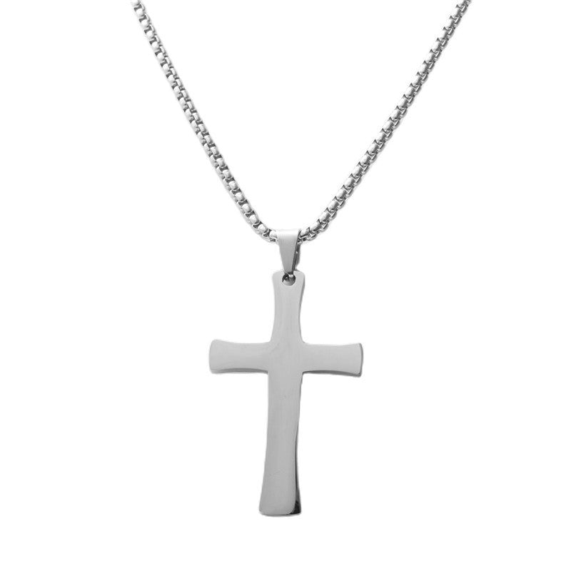 Men's Trendy Retro Titanium Steel Cross Pendant Necklace