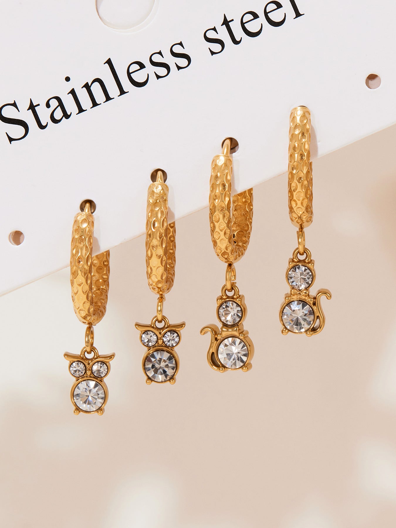 Planderful Zircon Kitten Pendant Earrings for Cat Lovers