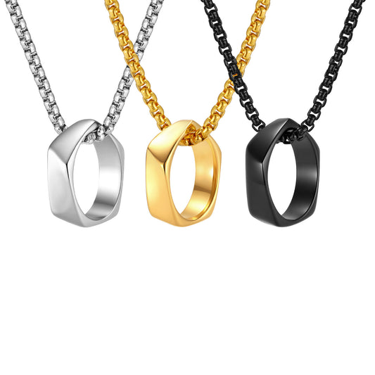 Cold Wind Stainless Steel Design Geometric Mobius Ring Pendant