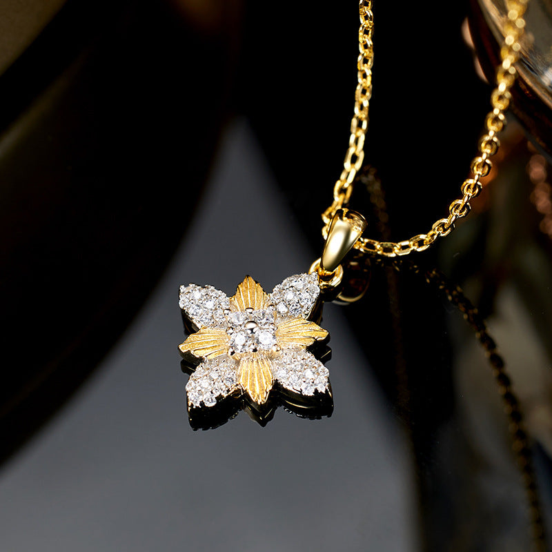 Planderful S925 Sterling Silver Medieval Style Four Leaf Clover Necklace For Women Elegant Everyday Jewelry