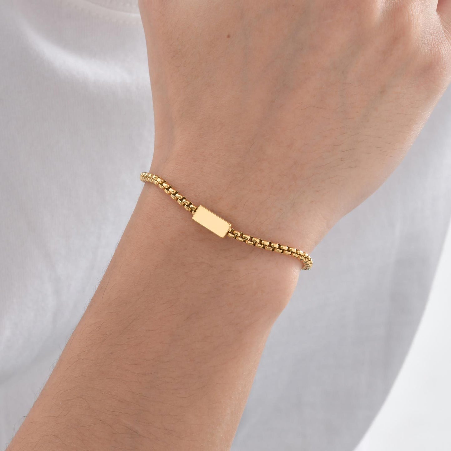 Planderful Stainless Steel Square Chain Bracelet For Men