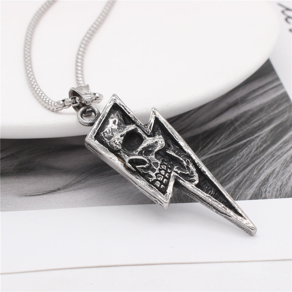 Lightning Skull Titanium Steel Pendant Necklace