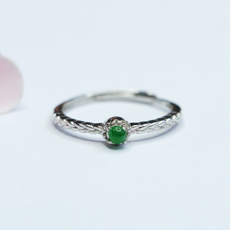 Sterling Silver Royal Ice Green Jade Braid Ring - Fortune's Favor Collection in Planderful