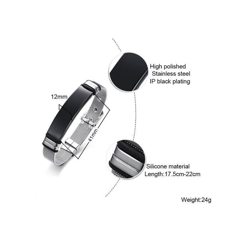 Stainless Steel Mesh Curved Brand Bracelet for Men