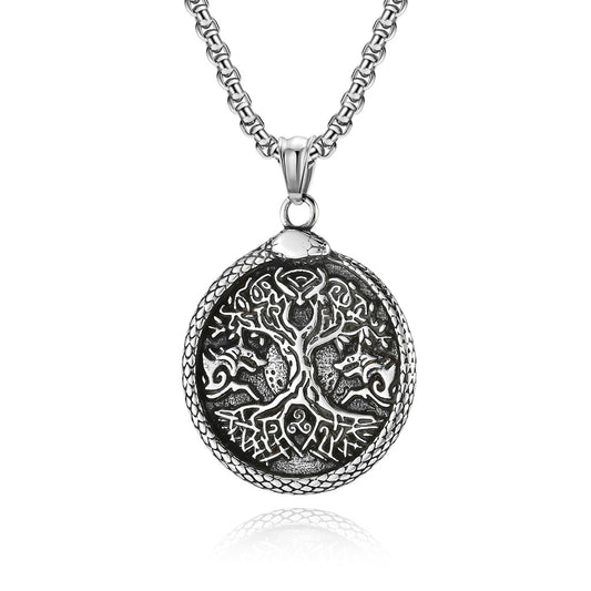 Nordic Vikings Retro Style Tree of Life Snake Necklace