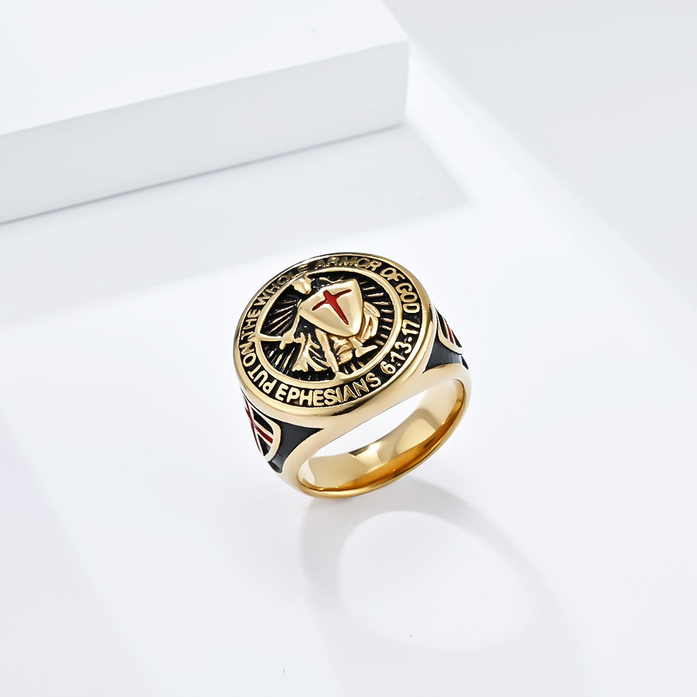 Timeless European American Templar Shield Titanium Steel Ring