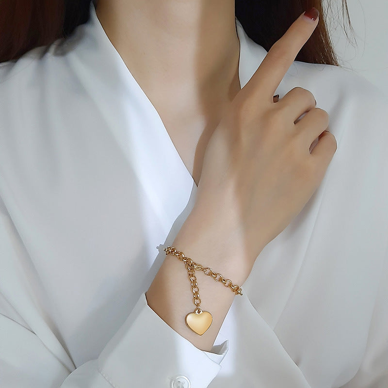 Stainless Steel Heart Accessories Bracelet Gold Steel Rose Gold