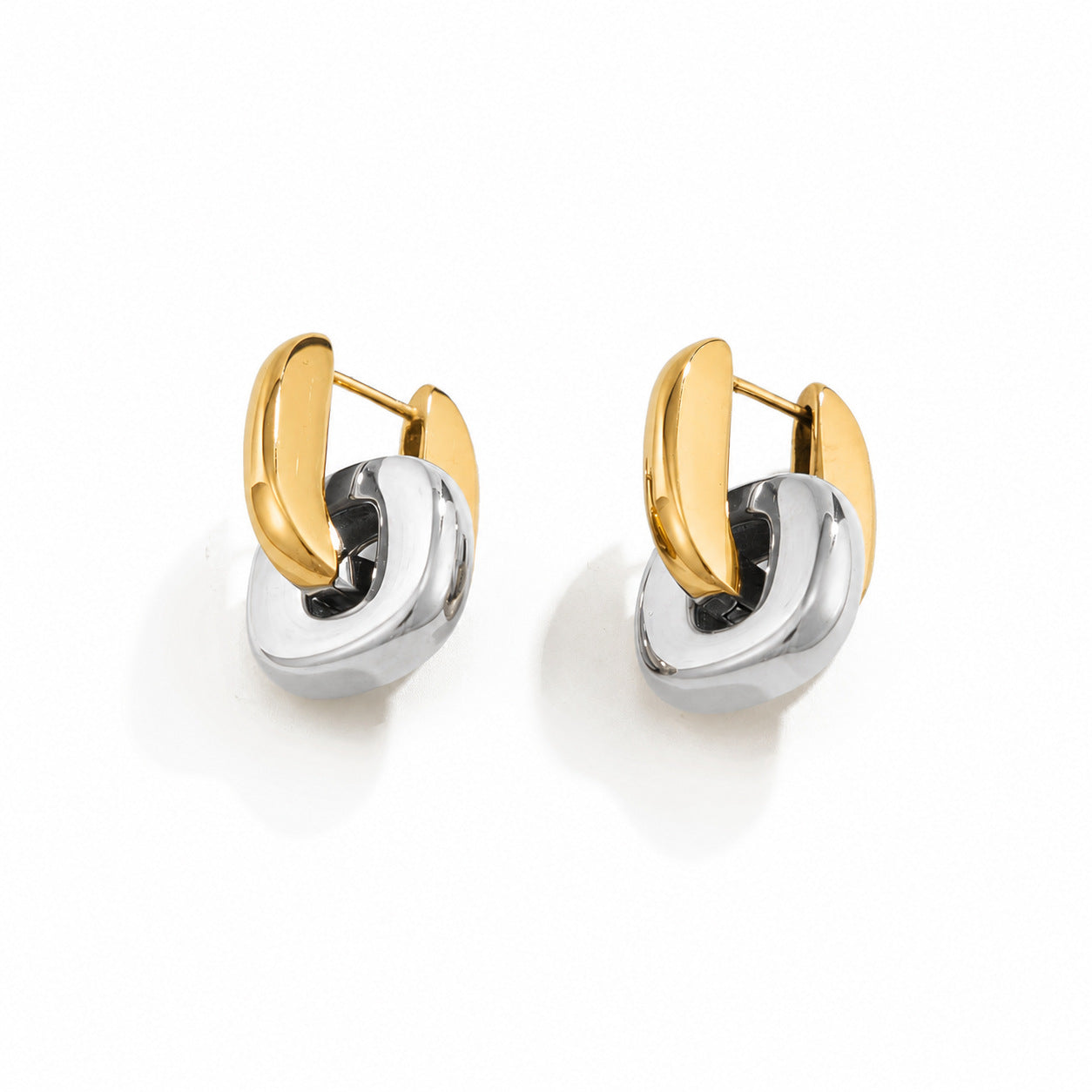 Planderful Vienna Verve Stainless Steel U Shaped Ear Buckle Earrings Removable Chain Ring Everyday Jewelry