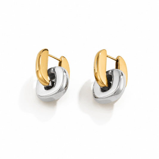 Planderful Vienna Verve Stainless Steel U Shaped Ear Buckle Earrings Removable Chain Ring Everyday Jewelry