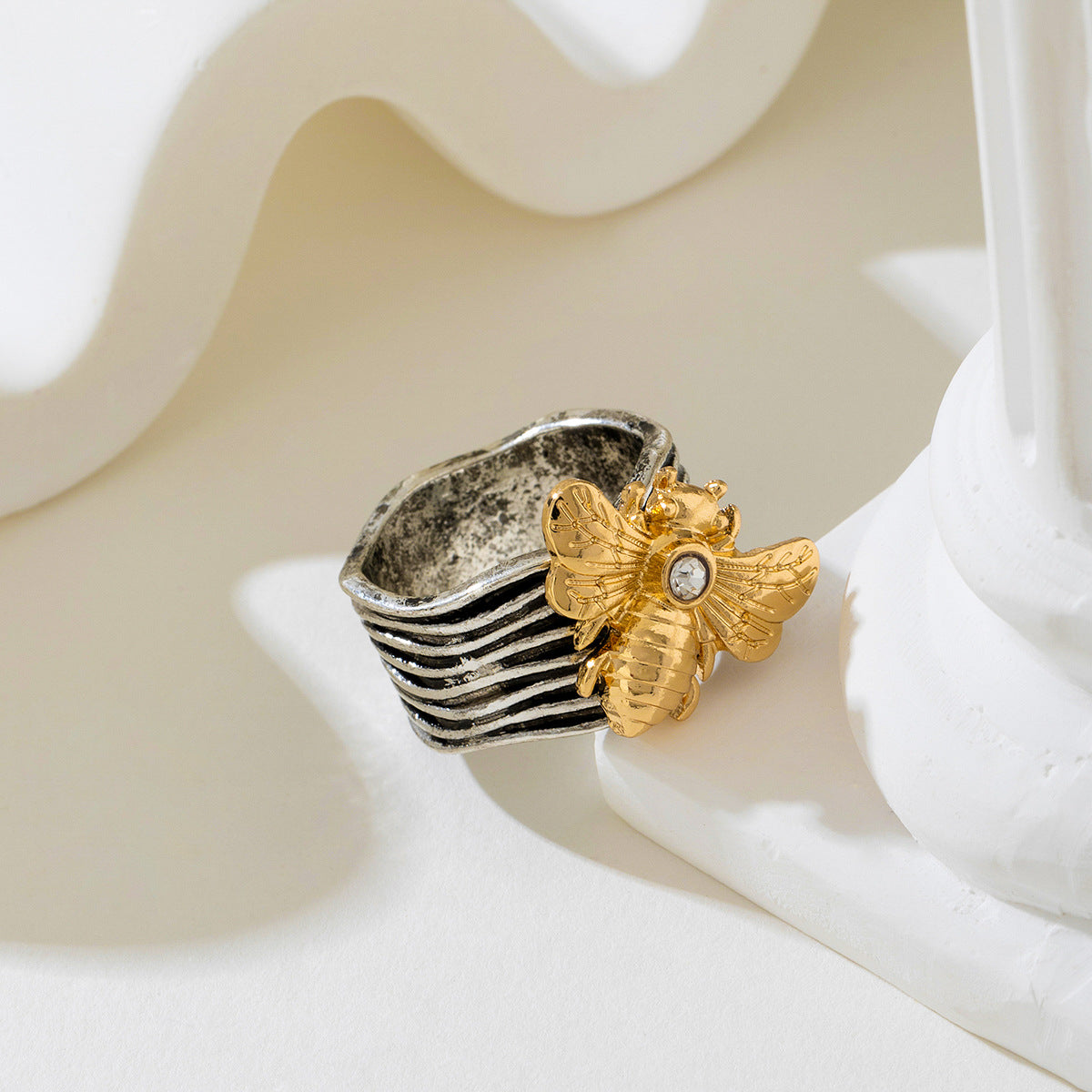 Retro Metal Bee Ring for Women by Planderful