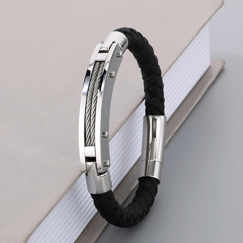 Cool Carbon Fiber Woven Leather Bracelet – & Men's Stainless Steel Bracelet
