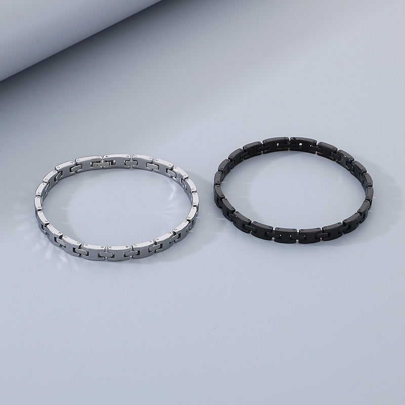 Planderful Mens Tungsten Steel Bracelet Durable H Shape