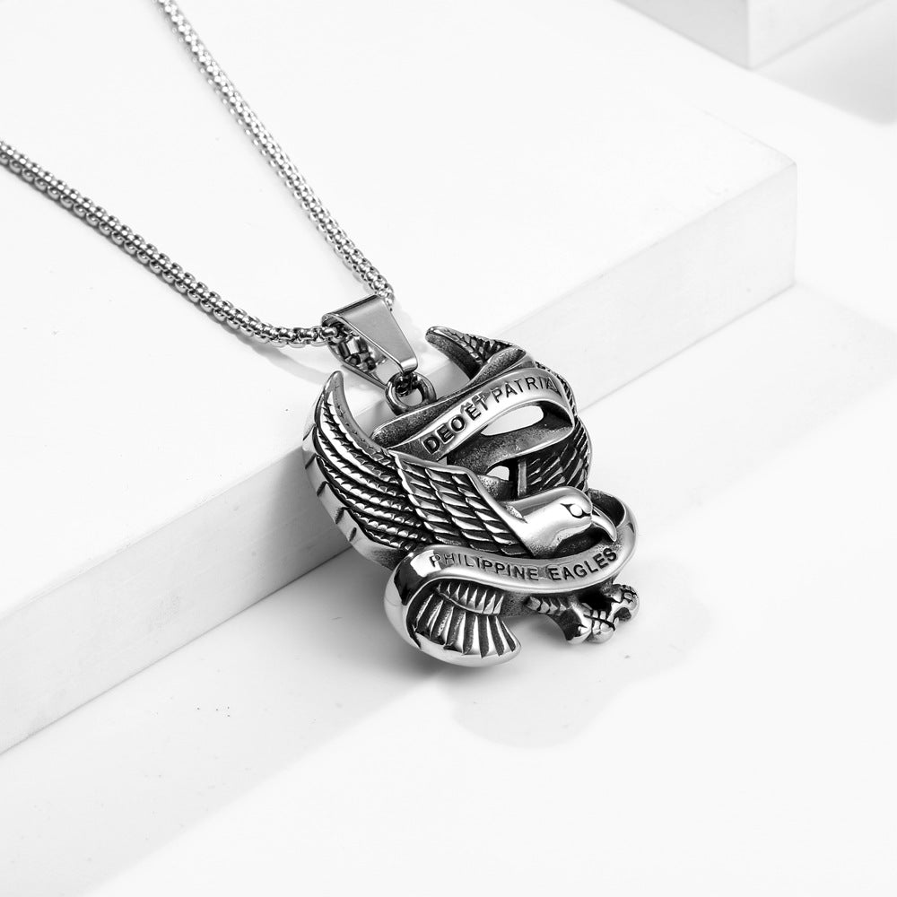 Personalized Titanium Steel Eagle Pendant Necklace for Men - Retro Punk Fashion Accessories