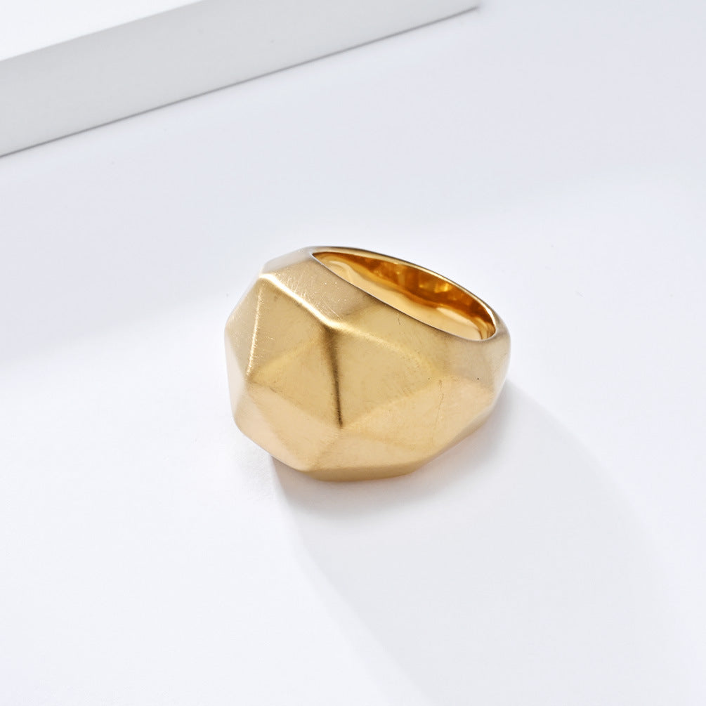 Planderful Geometric Titanium Steel Ring Gold Plated For Unisex Fashion Jewelry Premium Light Luxury