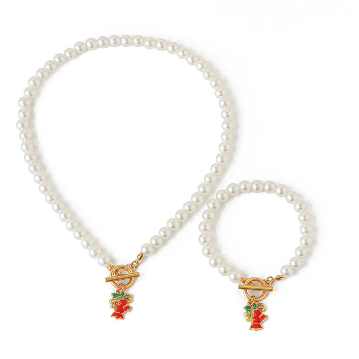 Holiday Pearl-Style Necklace & Bracelet Set