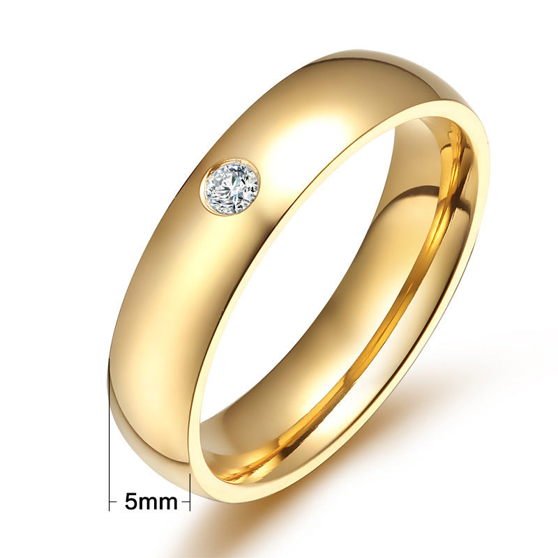 Zircon Korean Version Jewelry Titanium Steel 5MM Ring