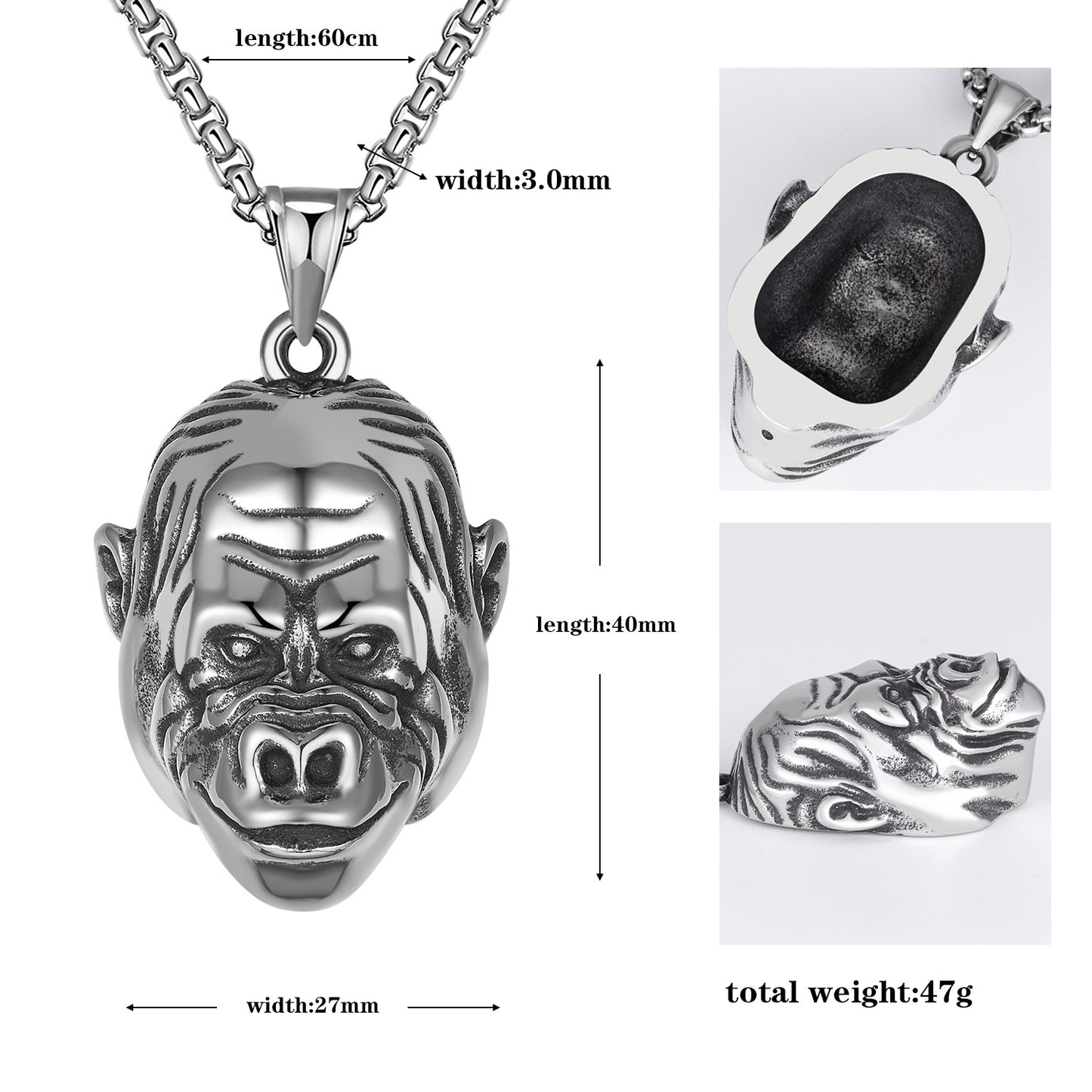 Stainless Steel Necklace – Statement Orangutan Pendant