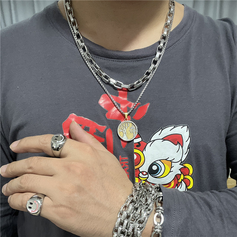 Personalized Retro Titanium Steel Tree of Life Pendant Necklace for Men