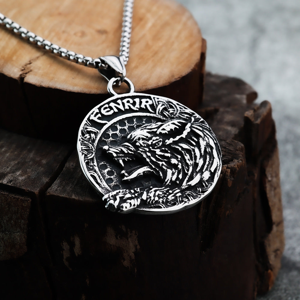 European And American Style Viking Wind Wolf FENRIR Compass Pendant