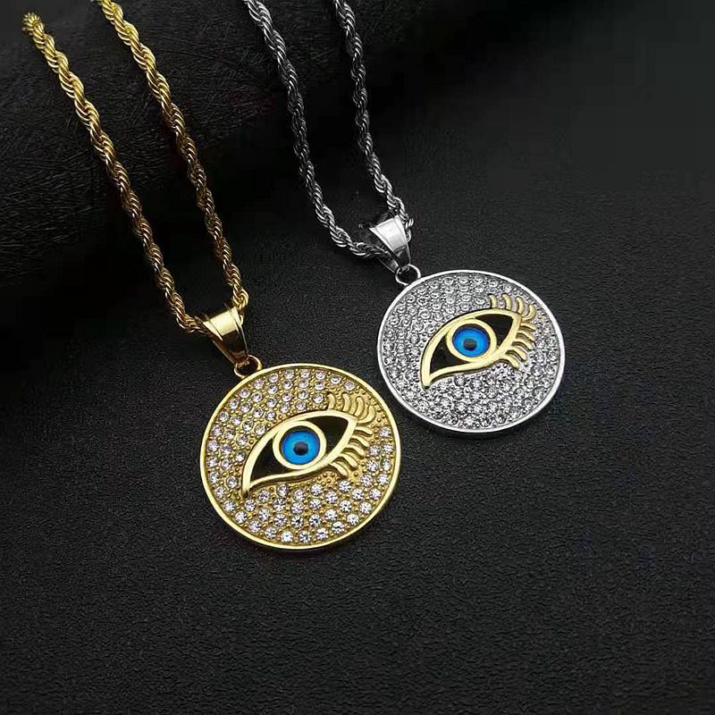Zircon Necklace – Statement Blue Eye Pendant