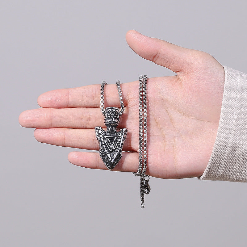 Titanium Steel Necklace – Vintage Viking Triangle Cone