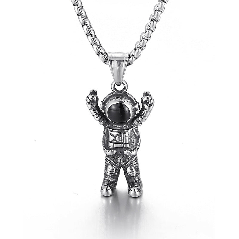 Galactic Style Stainless Steel Astronaut Pendant for Men
