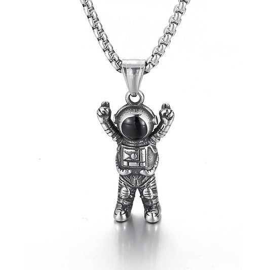 Galactic Style Stainless Steel Astronaut Pendant for Men