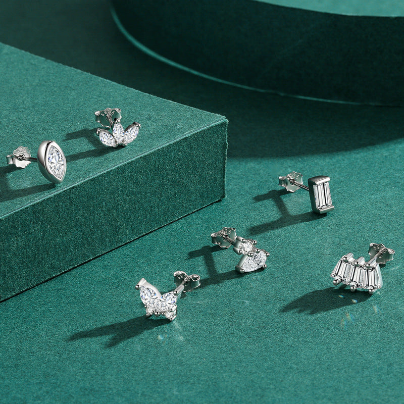 925 Sterling Silver Geometric Zircon Earrings