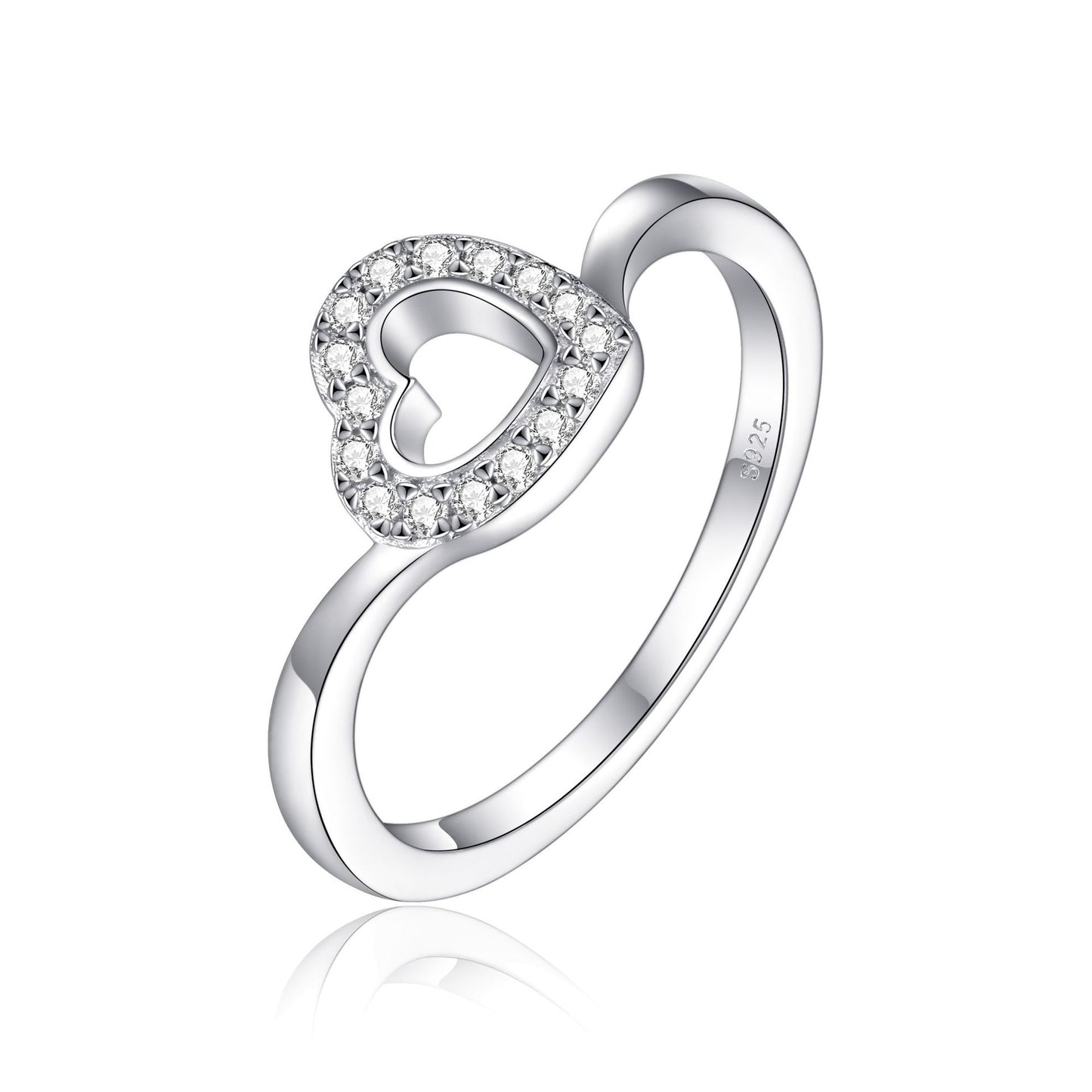 S925 Sterling Silver Hollow Zircon Love Ring for Women