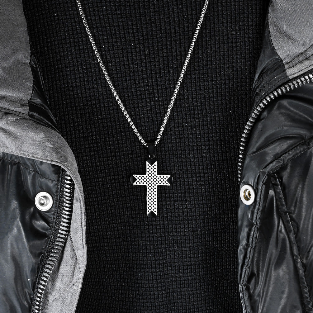 Planderful Titanium Cross Necklace For Men Dual Color Steel Pendant Premium Durable Everyday Wear