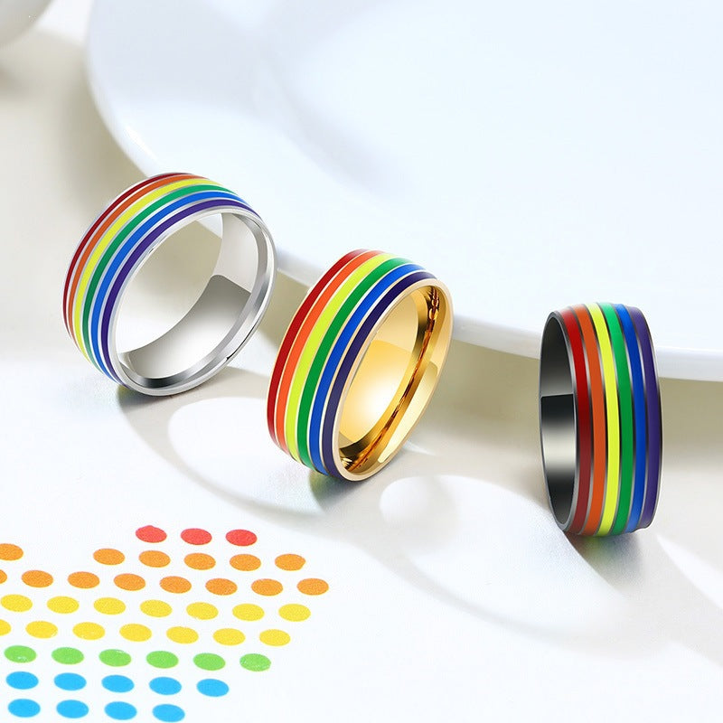 Colored Flag Stainless Steel Ring – – Titanium Steel