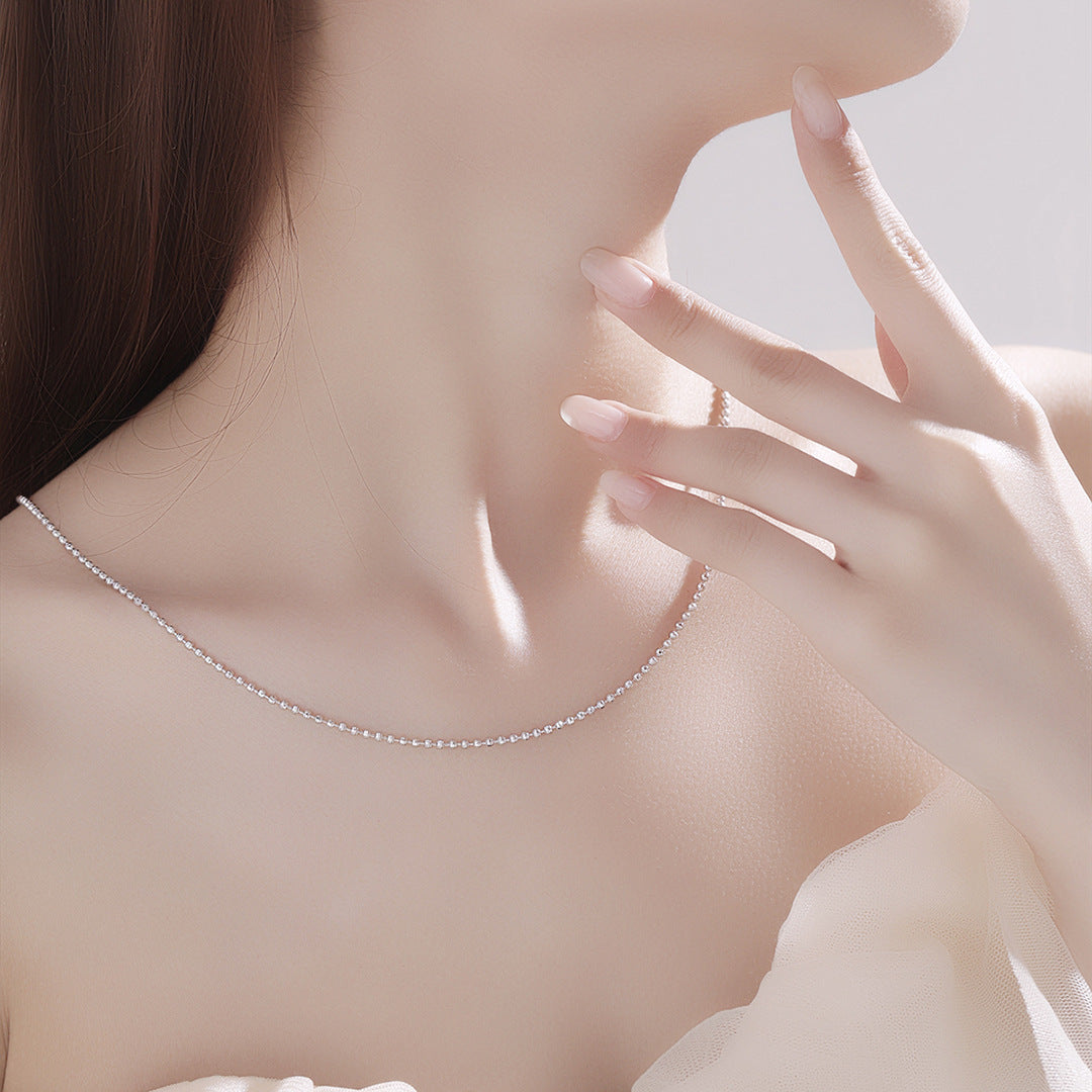 S925 Sterling Silver Laser Bead Necklace