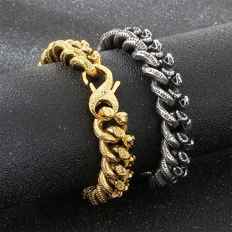 Halloween Full Of Snake Figure-Eight Buckle – Dark Winding Small Snake Man Stainless Bracelet