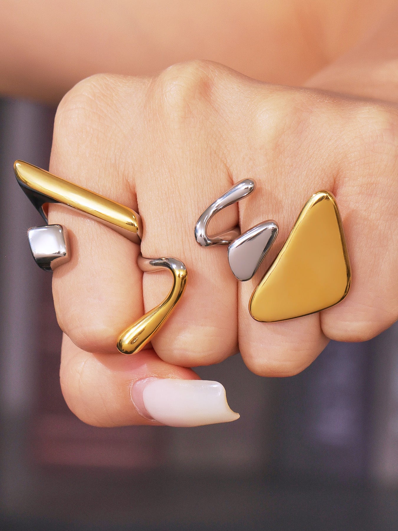 Planderful Open Knuckle Ring Titanium 18K Gold Plated Unisex