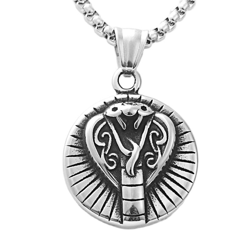 Personalized Retro Titanium Steel Cobra Pendant Necklace for Trendy Men
