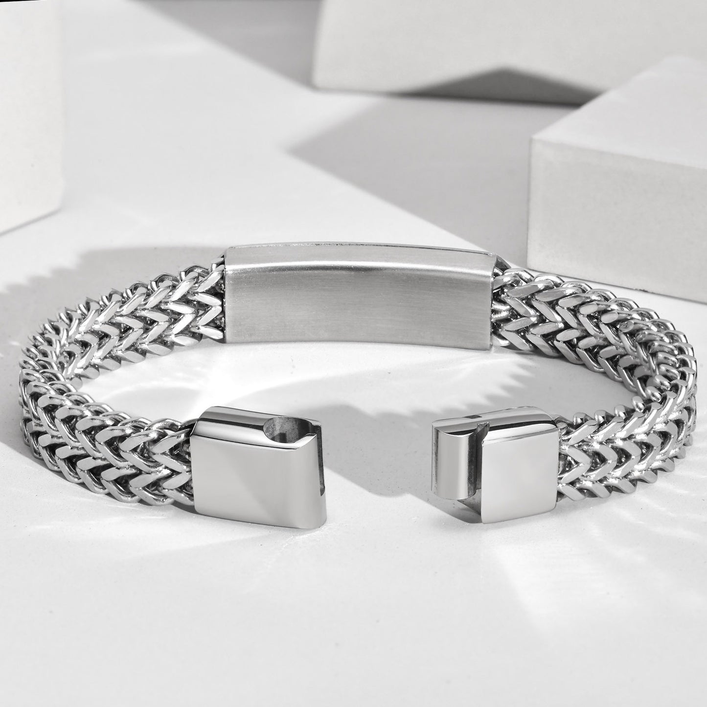 Men's Coarse Bracelet Stainless Steel Bent Double Chain Jewelry