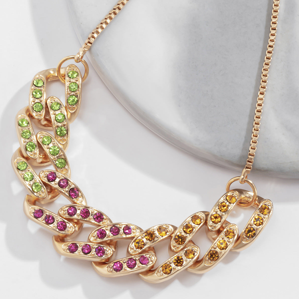 Planderful Vienna Verve Adjustable Colored Zircon Cuban Chain Bracelet For Women Statement Piece