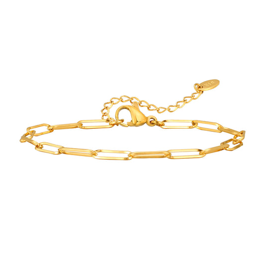 Stainless Steel Cut Small Square Chain Bracelet Gold Ladies
