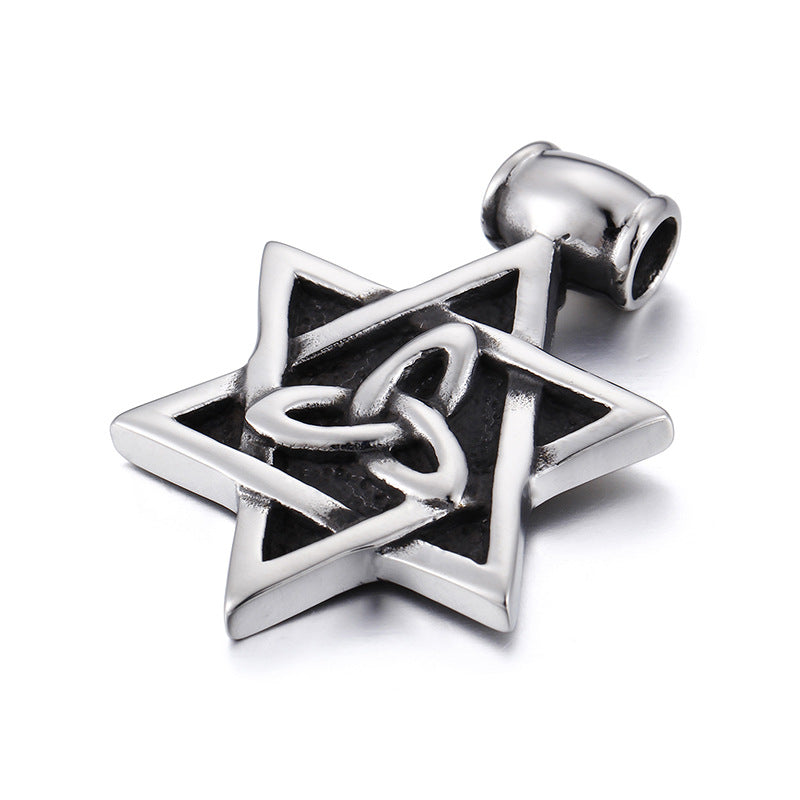 Hexagram Titanium Steel Men's Pendant - Retro Punk Style for Men