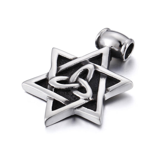 Hexagram Titanium Steel Men's Pendant - Retro Punk Style for Men